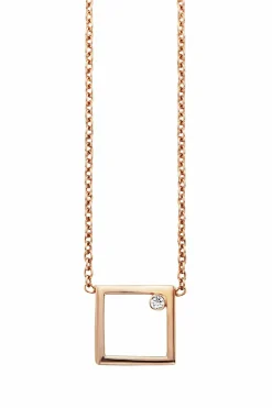 Collier 925 Sterling Silber rosé vergoldet Rechteck Zirkonia 41184568639582