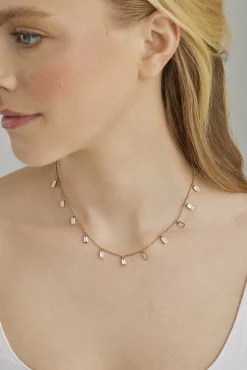 Collier 925/- Sterling Silber vergoldet Anhänger Zirkonia Baguette 41184796639326