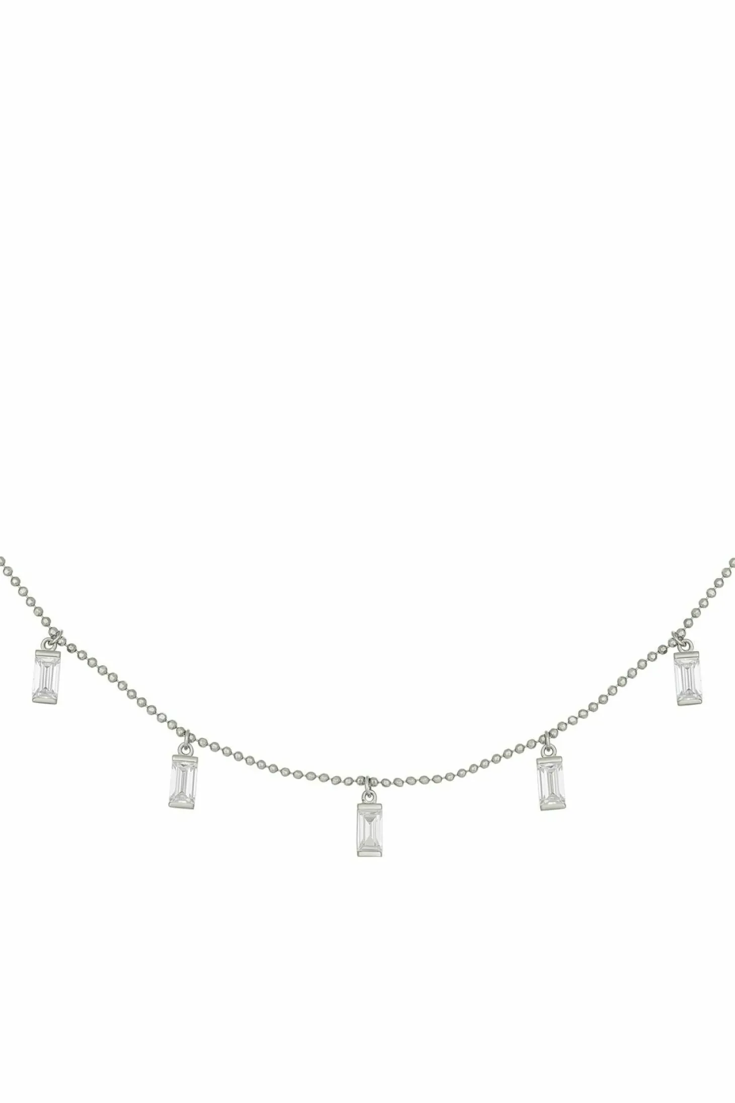 Collier 925/- Sterling Silber rhodiniert Anhänger Zirkonia Baguette 41184797622366