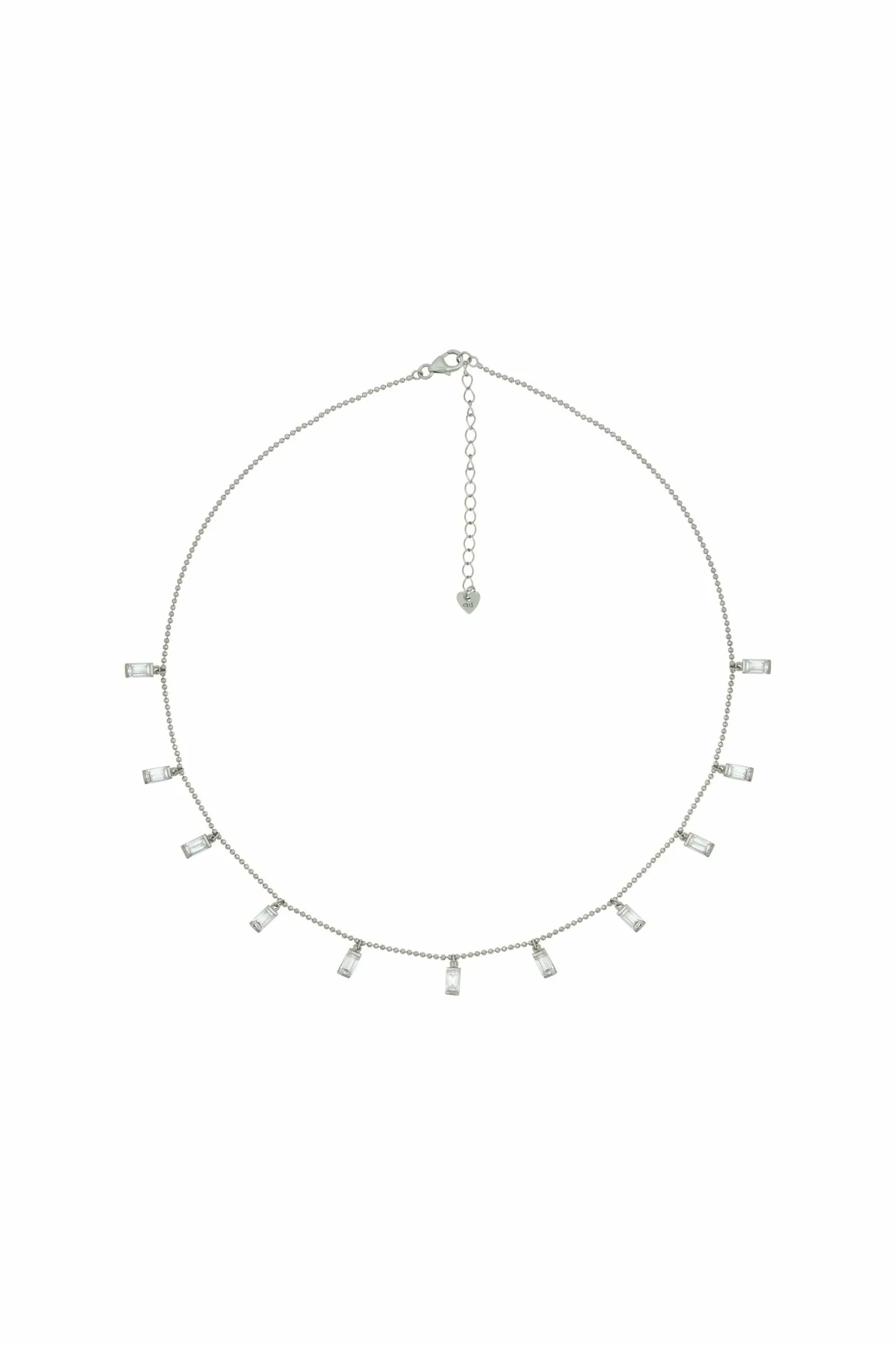 Collier 925/- Sterling Silber rhodiniert Anhänger Zirkonia Baguette 41184797622366