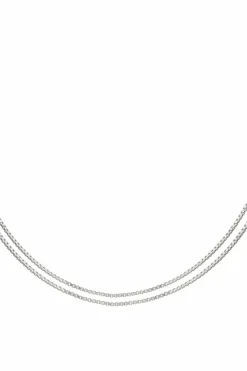 Collier Choker 925/- Sterling Silber Venezianer Kette rhodiniert zweireihig 41184676741214