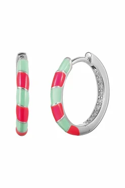 Creole 925 Silber rhodiniert Email in pink und türkis 41185186349150