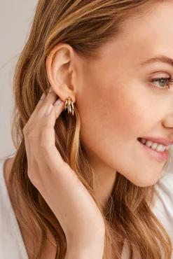 Creole 925 Silber vergoldet Triple Design mit Zirkonia 41185105739870