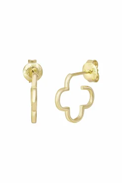 Creole 925 Sterling Silber gelb vergoldet Kleeblatt klein 41184971620446