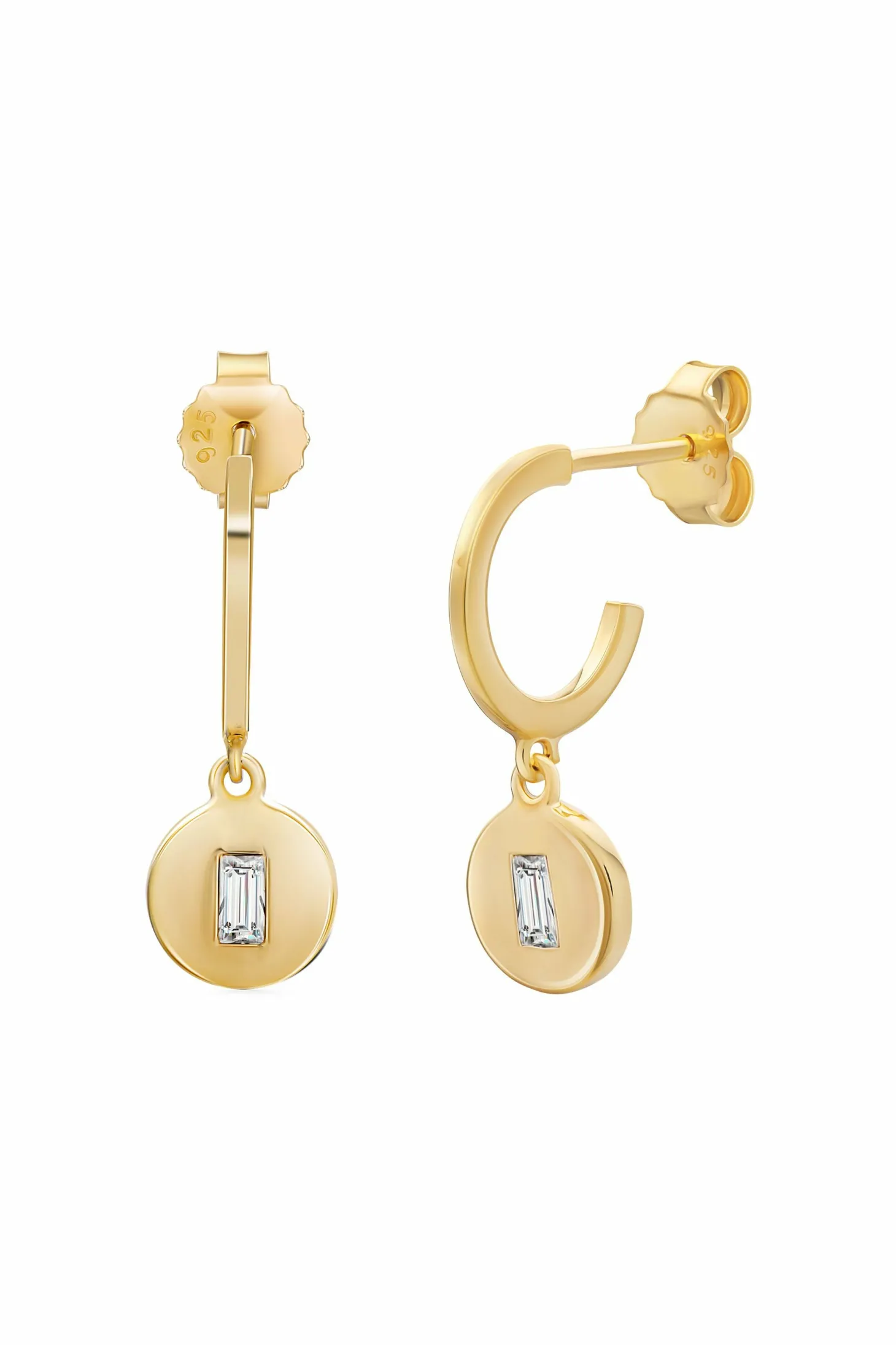 Creole 925 Sterling Silber gelb vergoldet Boho Zirkonia Anhänger 41185176092766