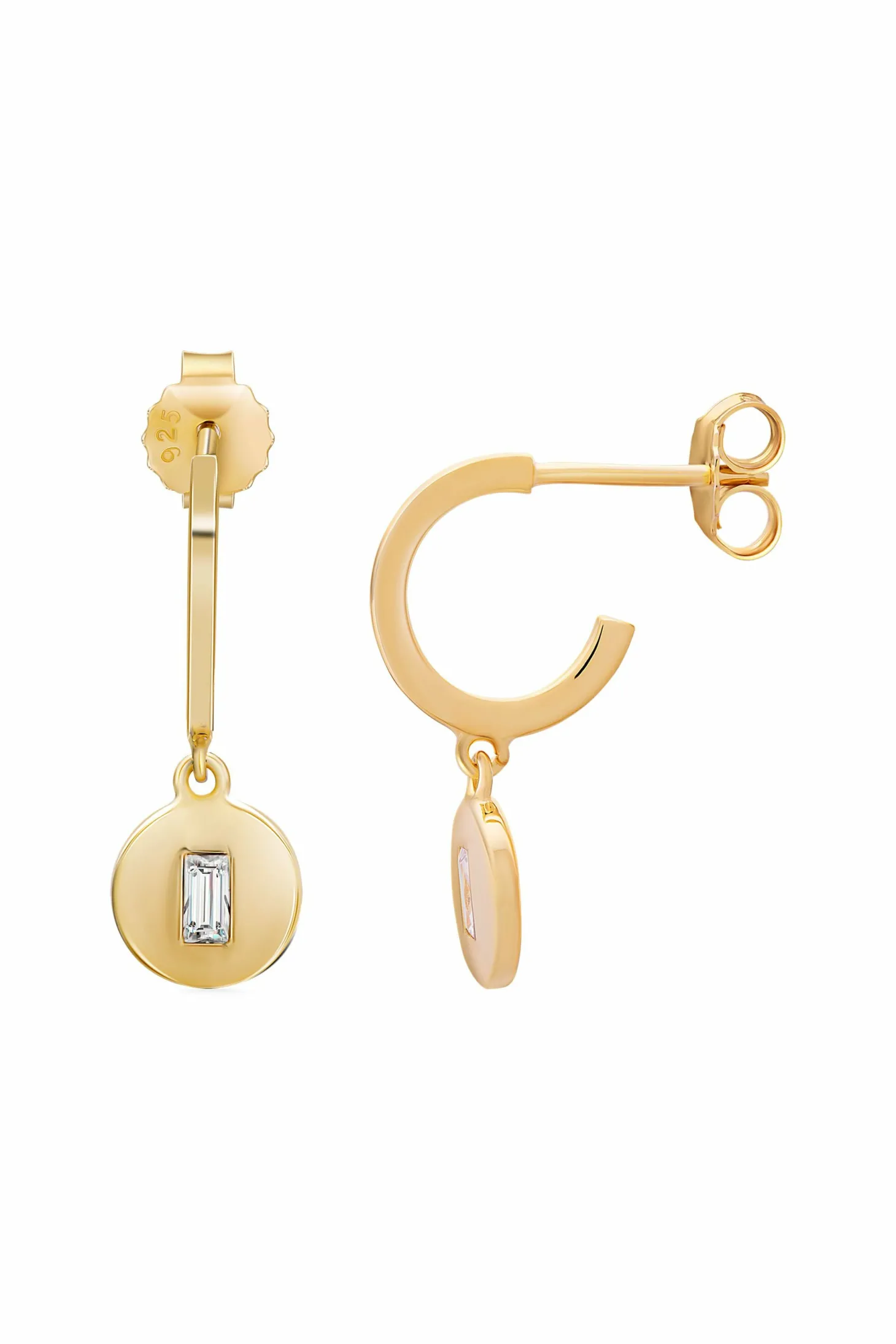 Creole 925 Sterling Silber gelb vergoldet Boho Zirkonia Anhänger 41185176092766