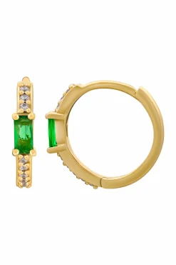 Creole 925 Sterling Silber gelb vergoldet Baguette Stein grün Zirkonia 41185176780894