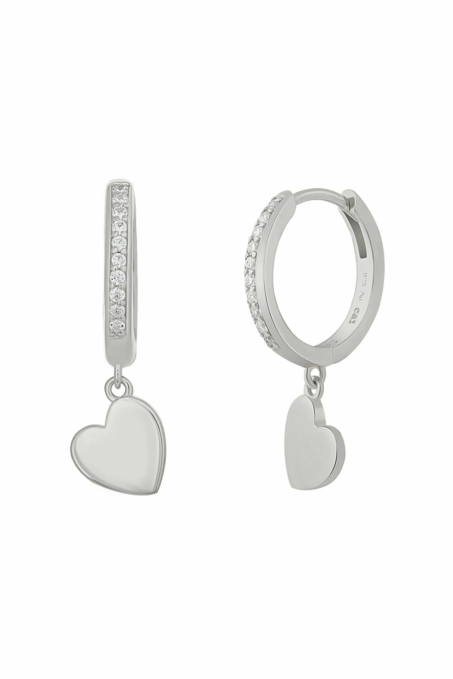 Creole 925 Sterling Silber rhodiniert Herz Zirkonia 41184873513054