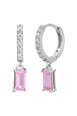 Creole 925 Sterling Silber rhodiniert mit rosa Zirkonia 41185176059998