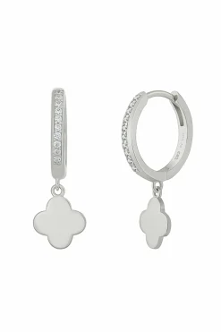 Creole 925 Sterling Silber rhodiniert Kleeblatt Zirkonia 41184942719070