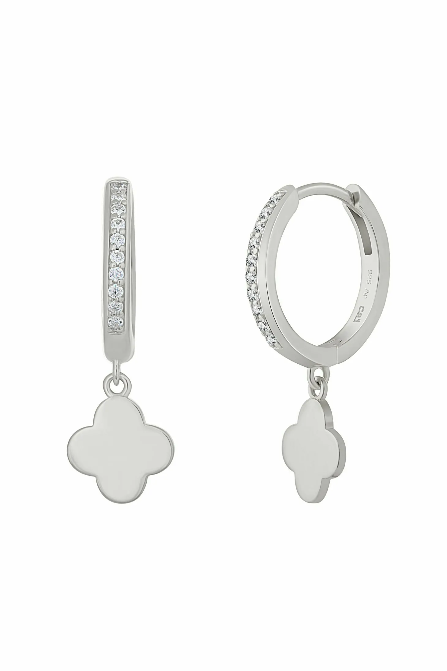 Creole 925 Sterling Silber rhodiniert Kleeblatt Zirkonia 41184942719070