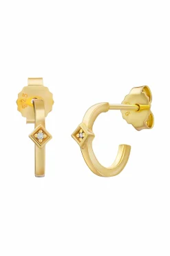 Creole 925 Sterling Silber vergoldet Raute Zirkonia 41185176191070