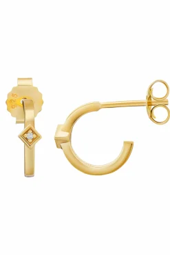 Creole 925 Sterling Silber vergoldet Raute Zirkonia 41185176191070