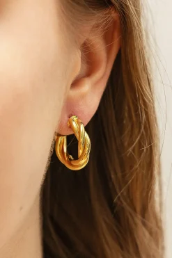 Creole 925 Sterling Silber vergoldet twisted medium 41185161117790