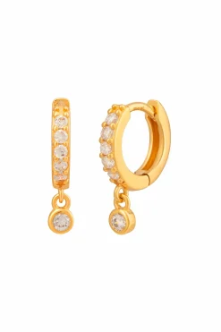 Creole 925 Sterling Silber vergoldet mit Zirkonia Anhänger 41185223049310