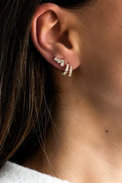 Creole 925 Sterling Silber vergoldet Double Design mit Zirkonia 41185105772638