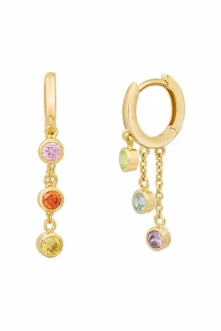 Creolen 925 Silber vergoldet Anhänger Zirkonia Rainbow 41185027817566