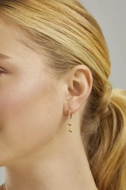 Creolen 925 Silber vergoldet Anhänger Zirkonia Rainbow 41185027817566