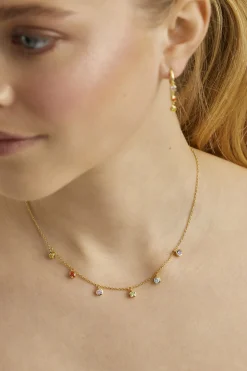 Creolen 925 Silber vergoldet Anhänger Zirkonia Rainbow 41185027817566