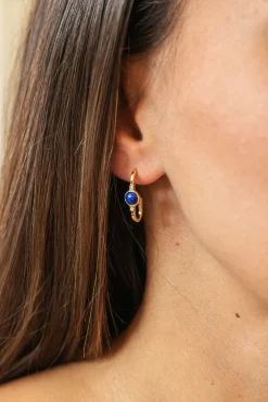 Creolen 925 Silber vergoldet Lapis und Zirkonia 41185149812830