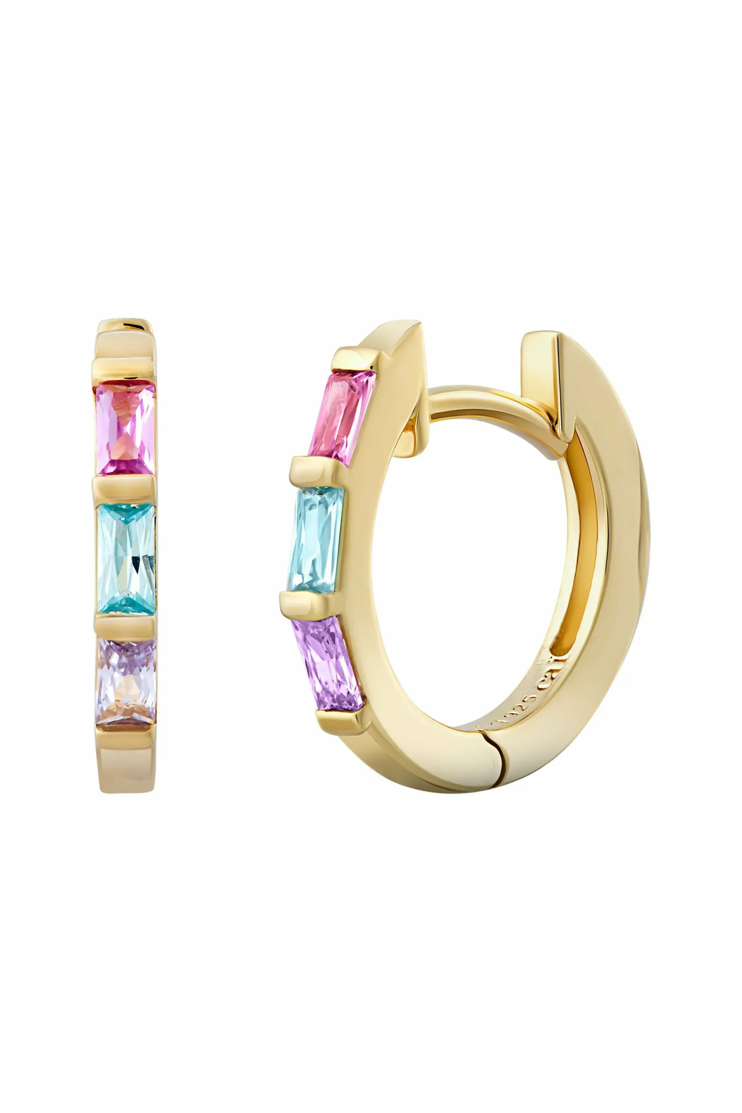 Creolen 925 Sterling Silber gelb vergoldet Zirkonia Pastell 41185104003166