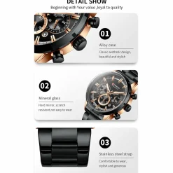 CURREN Men's Business Quartz Watch - Waterproof, Large Dial, Luminous Hands, Chronograph 8355