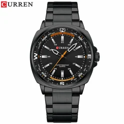 CURREN Men's Ice Blue Quartz Sports Watch Stainless Steel Casual Wristwatch Waterproof Model 8455