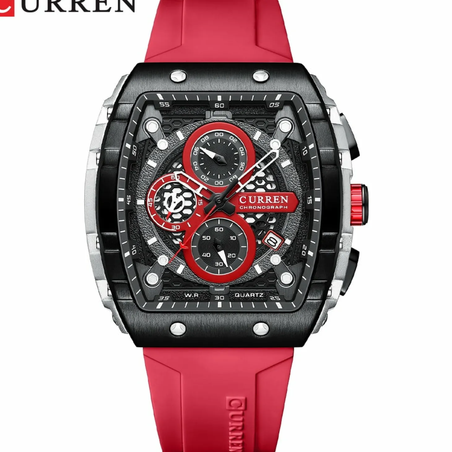 CURREN Men's Multi-Function Chronograph Quartz Watch with Silicone Strap and Date Display 8442
