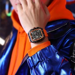 CURREN Men's Multi-Function Chronograph Quartz Watch with Silicone Strap and Date Display 8442