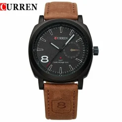 CURREN Men's Quartz Sport Watch Genuine Leather Strap Waterproof 8139