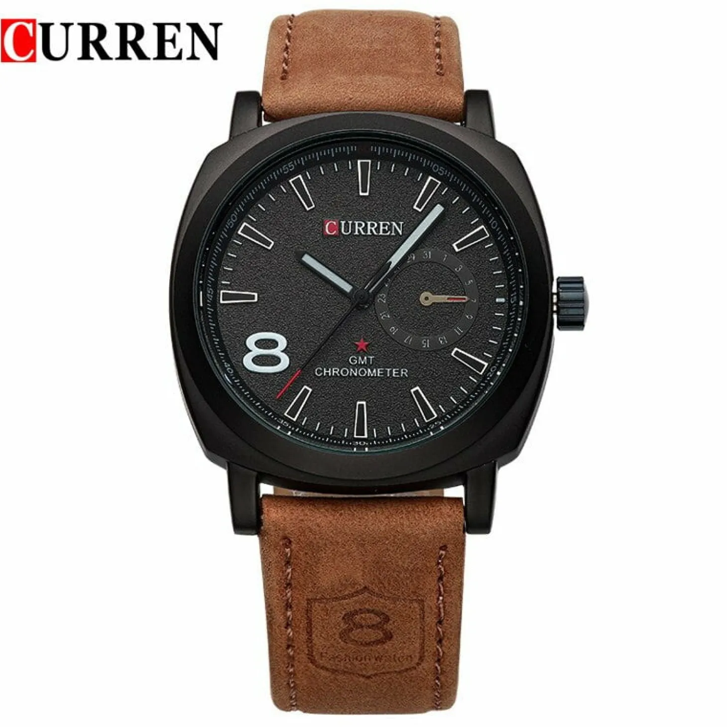 CURREN Men's Quartz Sport Watch Genuine Leather Strap Waterproof 8139
