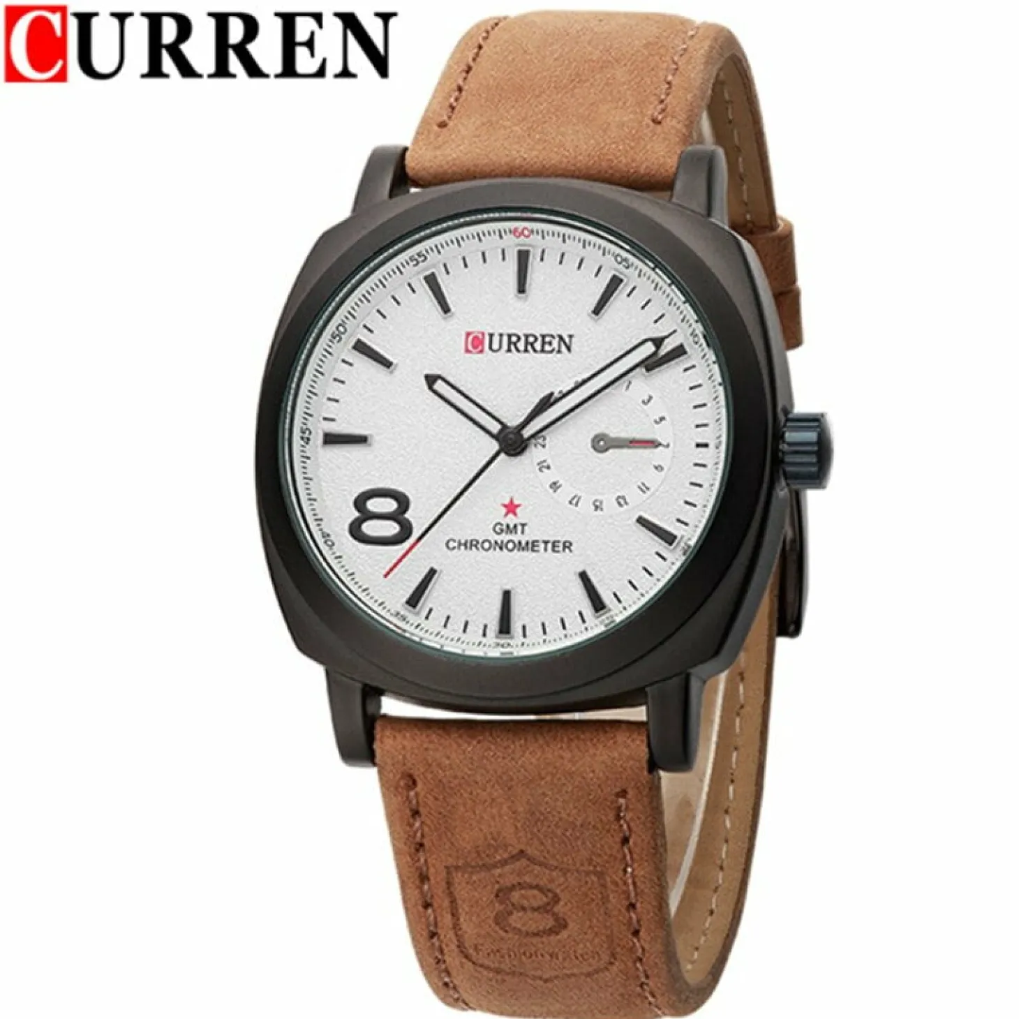 CURREN Men's Quartz Sport Watch Genuine Leather Strap Waterproof 8139