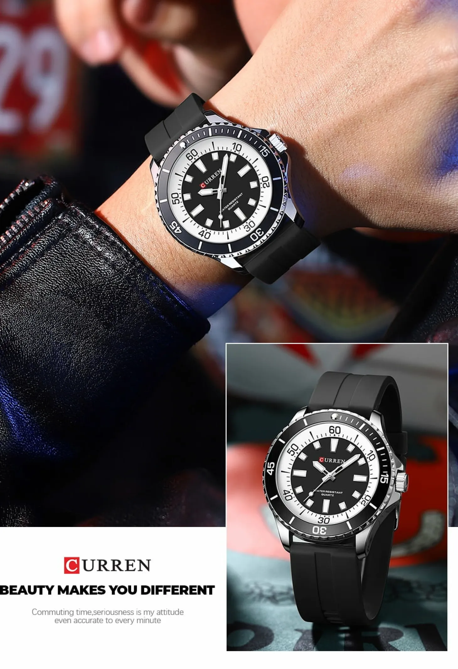 CURREN Men's Quartz Watch Casual Luminous Hands Wristwatch 8448