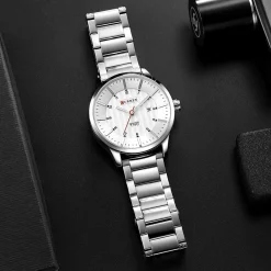 CURREN Men's Quartz Watch with Calendar - Classic Business Design, Stainless Steel Band 8316