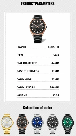 CURREN Men's Quartz Wristwatch Stainless Steel 8424