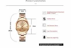 CURREN Women's Rose Gold Stainless Steel Quartz Watch 9007