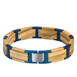 Edenhölzer Armband Holzarmband Holz Edelststahl braun blau