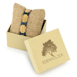 Edenhölzer Armband Holzarmband Holz Edelststahl braun blau