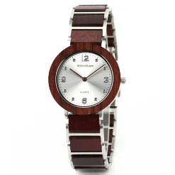 Edenhölzer Holzuhr Damen Armbanduhr Quarz Holzarmband Uhr Hardlex Flores