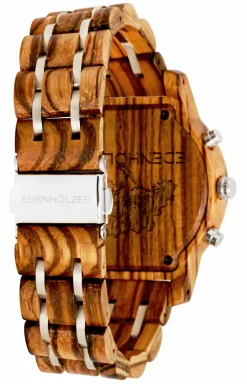 Edenhölzer Holzuhr Damen Armbanduhr Chronograph Holzarmbanduhr Bonaire Datumsanzeige