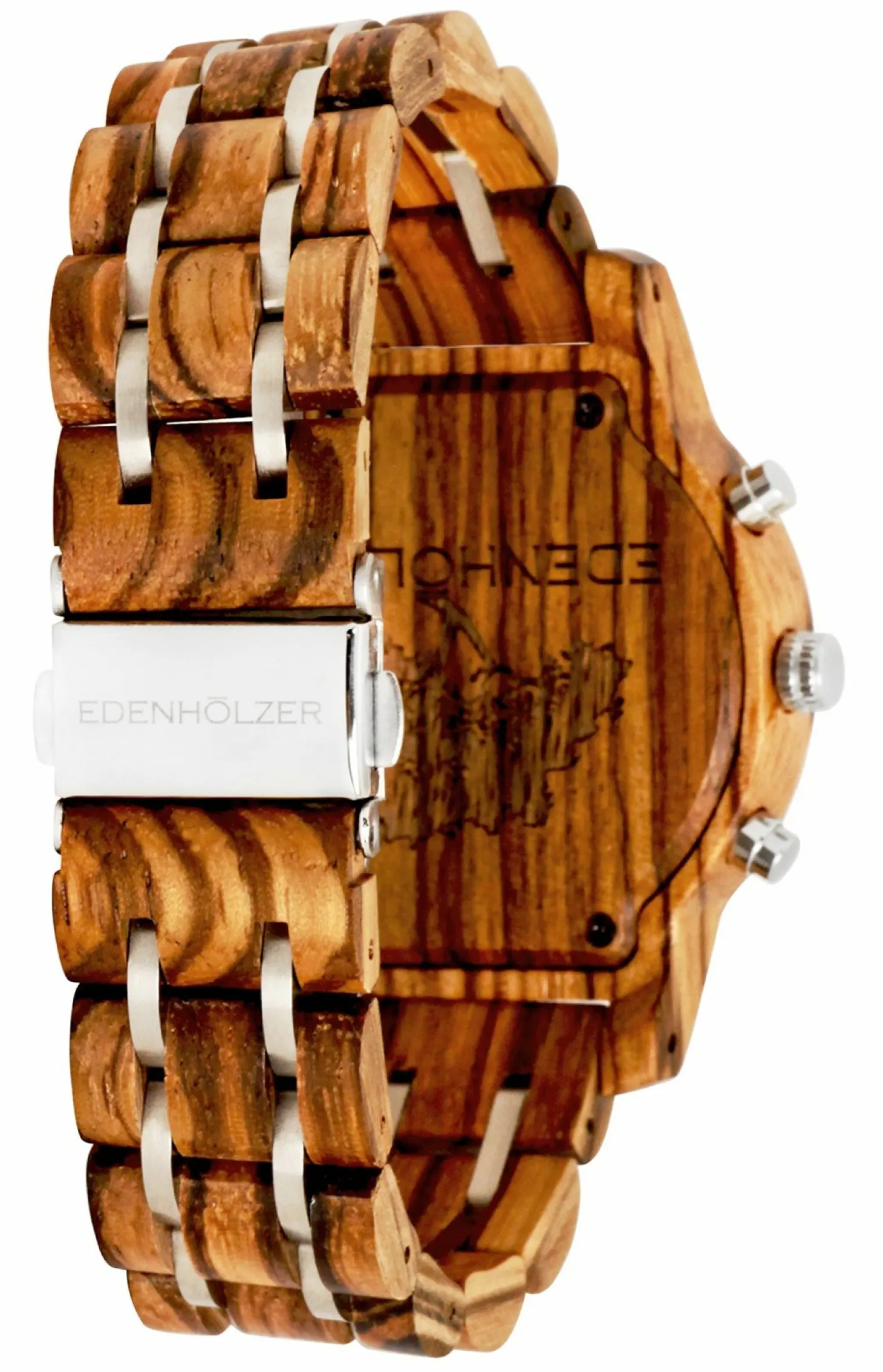 Edenhölzer Holzuhr Damen Armbanduhr Chronograph Holzarmbanduhr Bonaire Datumsanzeige