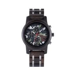Edenhölzer Holzuhr Herren Armbanduhr Maui Camouflage Holzarmband ED096-002