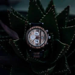 Edenhölzer Holzuhr Herren Armbanduhr Chronograph Hardlex Barbuda Datumsanzeige