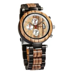 Edenhölzer Holzuhr Herren Armbanduhr Chronograph Hardlex Barbuda Datumsanzeige