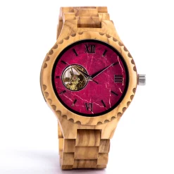 Edenhölzer Holzuhr Herren Armbanduhr Automatik Mistique Holzarmband