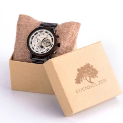 Edenhölzer Holzuhr Herren Armbanduhr Chronograph Holzarmband Saona Datumsanzeige