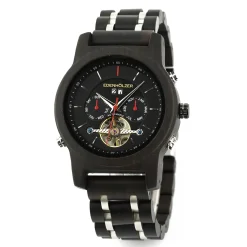 Edenhölzer Holzuhr Herren Armbanduhr Automatik Montserrat Holzarmband Datumsanzeige