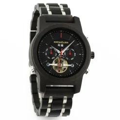 Edenhölzer Holzuhr Herren Armbanduhr Automatik Montserrat Holzarmband Datumsanzeige