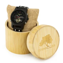 Edenhölzer Holzuhr Herren Armbanduhr Automatik Montserrat Holzarmband Datumsanzeige