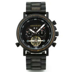 Edenhölzer Holzuhr Herren Armbanduhr Automatik Borneo Holzarmband Datumsanzeige